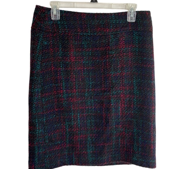 Talbots Pencil Skirt Size 10 Plaid multicolor High Rise Nubby Tweed Wool Blend - Picture 1 of 11